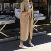 [EWQ] Korea Chic Temperament Khaki Blazer Women's Autumn 2023 Notched Loose Double Breaste Long Sleeve Long Suit Jacket
