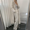 [EWQ] Korea Chic Temperament White Blazer Women's Autumn 2023 Notched Loose Double Breasted Long Sleeve Long Suit Jacket