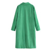 [EWQ] Korea Chic Women's 2022 Autumn Winter Loose Jade Green Light Core Corduroy Single Breasted Long Sleeve Coat 16E4903