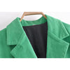 [EWQ] Korea Chic Women's 2022 Autumn Winter Loose Jade Green Light Core Corduroy Single Breasted Long Sleeve Coat 16E4903