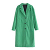 [EWQ] Korea Chic Women's 2022 Autumn Winter Loose Jade Green Light Core Corduroy Single Breasted Long Sleeve Coat 16E4903