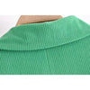 [EWQ] Korea Chic Women's 2022 Autumn Winter Loose Jade Green Light Core Corduroy Single Breasted Long Sleeve Coat 16E4903