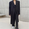[EWQ] Korean Chic Autumn Winter Suit Collar Double Placket Design Loose Knee Length Black Suit Coat Women 2023 16E4543