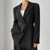 [EWQ] Korean Chic Minimalist Temperament Lapel One Button Waist Slim Double Pocket Long Sleeve Suit Coat Female 16E3968