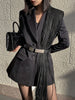 [EWQ] Korean Black Jacket Patchwork Tassels Suits Women Notched Collar Long Sleeve Office Lady Blazer 2023 Autumn New