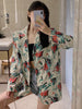 [EWQ] Korean Medium Long Floral Printed Design Blazers Women Spring 2022 Notched Single Breasted Suit Coat 16R1706