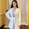 [EWQ] Long Sleeve Stitching Print Design Trendy Ladies Suit Korea Office Queen Blazer 2022 Autumn Autumn Suits Outwear Coat 16W5