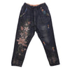 [EWQ] New Summer fashion tideblue big size loose unilateral embroidered washed denim pants women QC432
