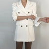 [EWQ] Notched Collar Long Sleeve Casual Blazer Korean Trend Double Breasted Loose Ladies White Coats 2022 Autumn Tide QK785