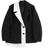 [EWQ] Summer Korea Chic Casual Overcoats Black And White Irregular Contrast Color Loose Suit Women Blazer 2022 16W1063