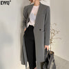 [EWQ] Temperament Solid Color Blazer Women's Autumn 2023 Casual V-neck Loose Long Sleeve Split Suit Coat 5E2934