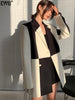 [EWQ] Temperament Lapel Long Sleeve Contrast Color Spliced Single Breasted Women Blazer 2023 Autumn Female Retro Coat 16T398
