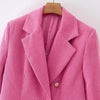 [EWQ] Temperament Simple Red Corduroy Blazers Spring 2022 Women Notched Personality Single Breasted Suit Coat Tide 16R1147