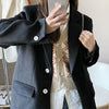 [EWQ] Temperament Simple Solid Color Woolen Blazers Women Spring 2022 Retro Style Notched Loose Single Breasted Suit Coat 6R1622