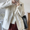 [EWQ] Temperament Simple Solid Color Woolen Blazers Women Spring 2022 Retro Style Notched Loose Single Breasted Suit Coat 6R1622