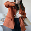 [EWQ] Temperament Simple Solid Color Woolen Blazers Women Spring 2022 Retro Style Notched Loose Single Breasted Suit Coat 6R1622