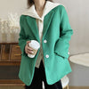 [EWQ] Temperament Simple Solid Color Woolen Blazers Women Spring 2022 Retro Style Notched Loose Single Breasted Suit Coat 6R1622