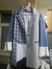 [EWQ] Trend Coat Feminino Irregular Stitching Blazer Women Spring Autumn Suit Jackets Blue Plaid Spliced Big Size 16W1617