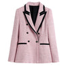 [EWQ] Trend Coat Feminino Loose Blazer Retro Double-breasted Queen Autumn Clothing Loose Casual Pink Top