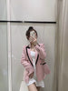 [EWQ] Trend Coat Feminino Loose Blazer Retro Double-breasted Queen Autumn Clothing Loose Casual Pink Top