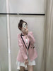 [EWQ] Trend Coat Feminino Loose Blazer Retro Double-breasted Queen Autumn Clothing Loose Casual Pink Top