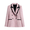 [EWQ] Trend Coat Feminino Loose Blazer Retro Double-breasted Queen Autumn Clothing Loose Casual Pink Top
