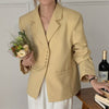 [EWQ] Women Chic Metal Single Breasted Loose Long Sleeve Suit Short Jacket 2023 Autumn Trend Ladies Office Blazer Y2936