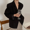 [EWQ] Women Chic Metal Single Breasted Loose Long Sleeve Suit Short Jacket 2023 Autumn Trend Ladies Office Blazer Y2936