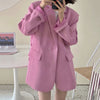 [EWQ] Women Pink Casual Solid Color 1 Blazer Notched Long Sleeve coats Loose Jacket Tide Autumn 2022 16F0665