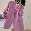 [EWQ] Women Pink Casual Solid Color 1 Blazer Notched Long Sleeve coats Loose Jacket Tide Autumn 2022 16F0665