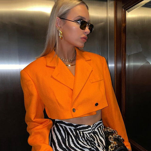 EWSFV 2023 Winter All Match French Casual Tie Long Sleeved Two Button Short Blazer