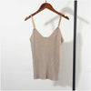 chic New Summer Fashion knit solid Tanks Top Women Sexy V Neck girl female shiny Knitted Camisole Crop Tops bling