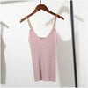 chic New Summer Fashion knit solid Tanks Top Women Sexy V Neck girl female shiny Knitted Camisole Crop Tops bling