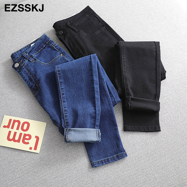 EZSSKJ  slim pencil Jeans Woman High Waist  trousers Denim Trousers Washed Denim harem Pants loose long Pants