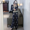 Early Autumn Small Fragrance Suit Trousers Knit Age-Reducing Western Women's Wide-Leg Pants Cardigan Two-Piece Suit