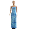 Echoine Tie Dye Printed Long Maxi Dress Elegant Backless Sexy Summer Dresses Vacation Lace Up Sundress Ladies Skinny Vestidos