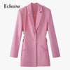 Echoine Women Solid Sexy Long Sleeve V Neck Backless Personality Blazers Elegant Streets Casual jacket coat Clouthes