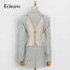 Echoine Women Solid Sexy Long Sleeve V Neck Backless Personality Blazers Elegant Streets Casual jacket coat Clouthes