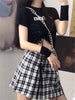 Egirl Lace Up Y2K Mini Plaid Skirt Harajuku Preppy High Waist A Line Skirts Womens Streetwear Vintage Chic JK Short Faldas