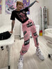 Egirl Y2k Pants Jogger Jogging Women Pink Letter Print Streetwear Sweatpants High Waist Hip Hop Track Sports Trousers