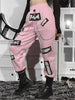 Egirl Y2k Track Pink Pants for Women Goth Print Jogging Slim Fit Sports Trousers Female Jogger Chain Techwear Harajuku Sexy Pant