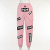 Egirl Y2k Track Pink Pants for Women Goth Print Jogging Slim Fit Sports Trousers Female Jogger Chain Techwear Harajuku Sexy Pant