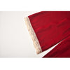 Eid Mubarak Muslim Ladies Embroidered Dress Burgundy V-neck Party Morocco Dubai Lace Edge Long Sleeve Plus Size Robe
