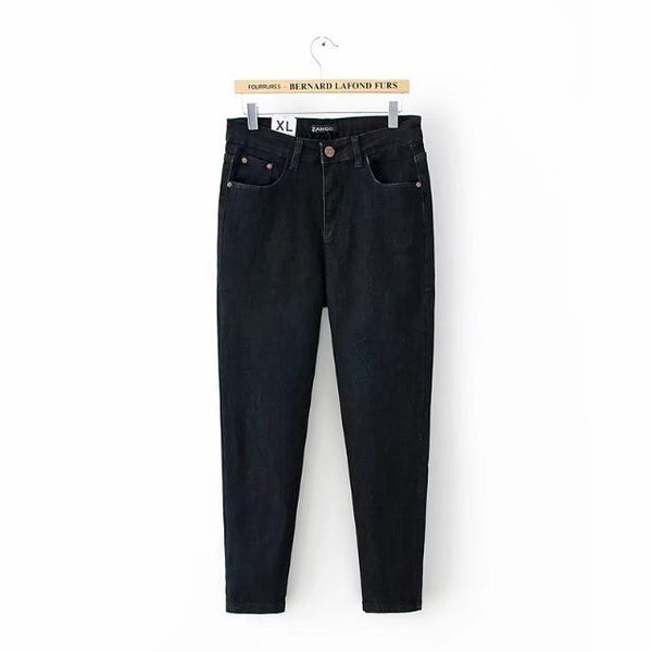Elastic Denim Jeans Women Plus Size 3 4 5 XL Casual Female Slim Pencil Pants Blue Black Trousers KKFY111