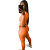 Elastic Hight Ribbed Fitness Tracksuits Woment Two Piece Set Long Sleeve Bandage Crop Top and Side Hollow Pencil Pant Sweatsuit