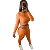 Elastic Hight Ribbed Fitness Tracksuits Woment Two Piece Set Long Sleeve Bandage Crop Top and Side Hollow Pencil Pant Sweatsuit