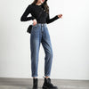 Elastic Waist Jeans Woman Dark Blue Loose Denim Pants for Woman Chic Casual Jean Female Boyfriend Style 2022 New