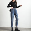 Elastic Waist Jeans Woman Dark Blue Loose Denim Pants for Woman Chic Casual Jean Female Boyfriend Style 2022 New