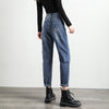 Elastic Waist Jeans Woman Dark Blue Loose Denim Pants for Woman Chic Casual Jean Female Boyfriend Style 2022 New