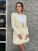 Eleganr Ladies Black Crop Blazer   Feather Suit Skirt Matching Sets Women 2023 Autumn Long-sleeved Skirts Blazer Suits